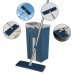 Flat Squeeze Mop Hand Free Wringing Stainless Steel Mop Self Wet Dry Cleaning Mop with 2 Microfiber Pad Blue Bucket Set