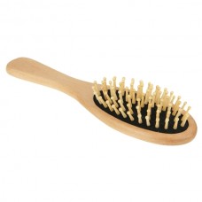 Natural Wooden Massage Hair Comb with Rubber Base   Wooden Brush  Medium  Black