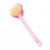 2 In 1 Multi  function Soft Hair Long Handle Bath Ball Body Brush  Pink