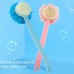 2 In 1 Multi  function Soft Hair Long Handle Bath Ball Body Brush  Pink