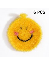 6 PCS Smiley Face Towel Non  Stick Oil Kitchen Rag Does Not Hurt The Pot Cleaning Cloth  Yellow