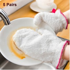 5 Pairs Kitchen Cleaning Dishwashing Gloves Thickened Bamboo Fiber Gloves